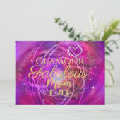 Glitttering Fantastische Mama Magenta Card Feiertagskarte (Stehend Vorderseite)