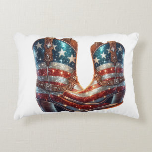 Glitz Amerikanische Flagge Cowboy-Stiefel Dekokissen