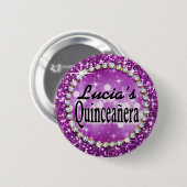 Glitz bezaubernde Bling Quinceañera Feier lila Button (Vorne & Hinten)