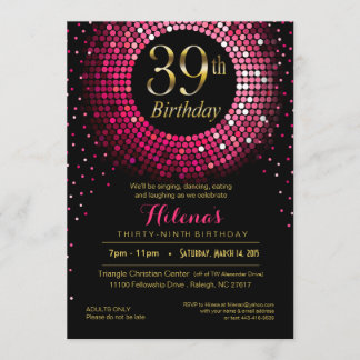 Glitz Bling Confetti 39. Geburtstag | Fuchsigold Einladung
