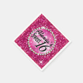 Glitz Bling Glitzer Sparkle Sweet 16 | Fuchsie Serviette (Ecke)