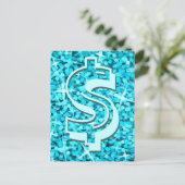 Glitz Blue Dollar Postkarte (Stehend Vorderseite)