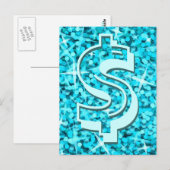 Glitz Blue Dollar Postkarte (Vorne/Hinten)
