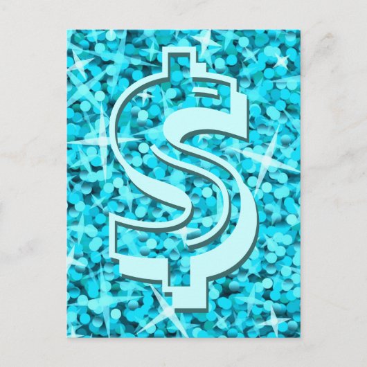 Glitz Blue Dollar Postkarte (Vorderseite)