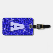Glitz Blue Initial Text Gepäckanhänger (Vorderseite horizontal)