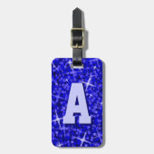 Glitz Blue Initial Text Gepäckanhänger (Vorderseite vertikal)