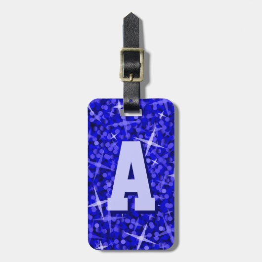Glitz Blue Initial Text Gepäckanhänger (Vorderseite vertikal)