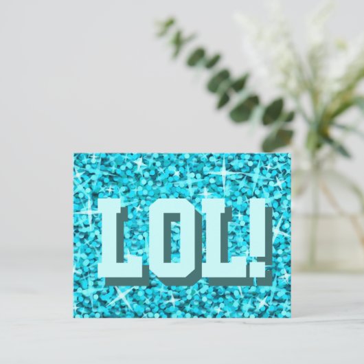 Glitz Blue 'LOL' Postkarte (Stehend Vorderseite)