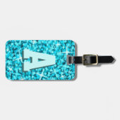Glitz Blue Monogramm Gepäckanhänger 2 Seiten (Vorderseite horizontal)
