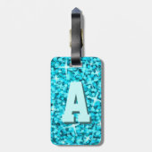 Glitz Blue Monogramm Gepäckanhänger 2 Seiten (Rückseite vertikal)