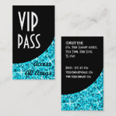Glitz Blue 'VIP Pass' Black Curve Visitenkarte (Vorne/Hinten)