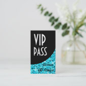 Glitz Blue 'VIP Pass' Black Curve Visitenkarte (Stehend Vorderseite)