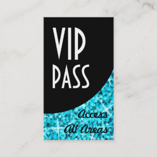 Glitz Blue 'VIP Pass' Black Curve Visitenkarte