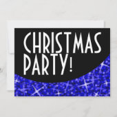 Glitz Dark Blue Black-Kurve 'Christmas Party' Einladung (Vorderseite)