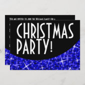 Glitz Dark Blue Black-Kurve 'Christmas Party' Einladung (Vorne/Hinten)