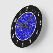 Glitz Dark Blue Black 'Numbers' clock round Runde Wanduhr (Winkel)