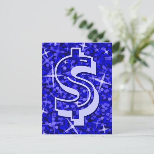 Glitz Dark Blue Dollar Postkarte (Stehend Vorderseite)