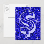 Glitz Dark Blue Dollar Postkarte (Vorne/Hinten)