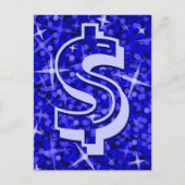 Glitz Dark Blue Dollar Postkarte (Vorderseite)