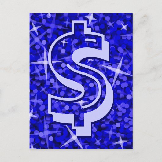 Glitz Dark Blue Dollar Postkarte (Vorderseite)