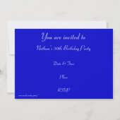 Glitz Dark Blue 'Party' Einladung blauer Text (Rückseite)