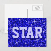 Glitz Dark Blue 'STAR' Postkarte (Vorne/Hinten)
