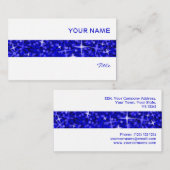 Glitz Dark Blue Strip Visitenkarte weiß (Vorne/Hinten)
