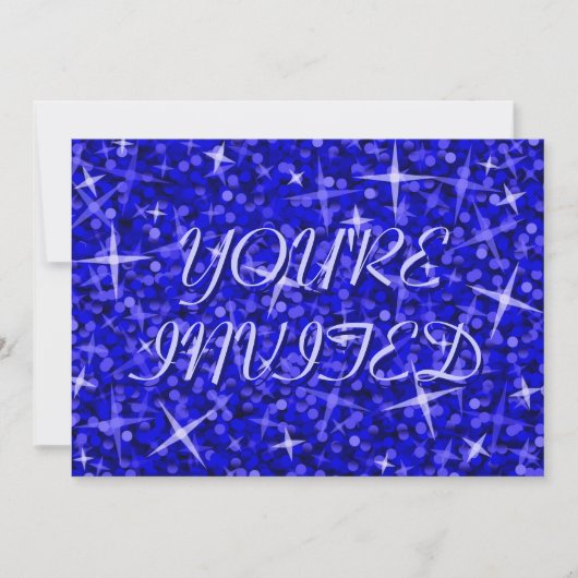 Glitz Dark Blue "You re Invited" blauer Text Einladung (Vorderseite)