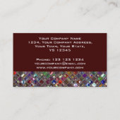 Glitz deckt mehrfarbigen Visitenkartewein mit Visitenkarte (Rückseite)