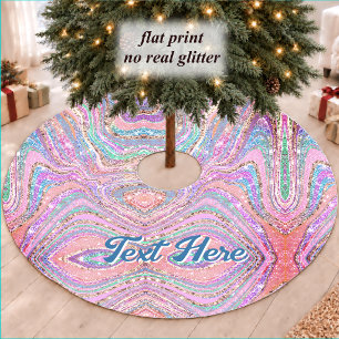 Glitz Einhorn Regenbogen Mädchen Marmorierung Kuns Polyester Weihnachtsbaumdecke