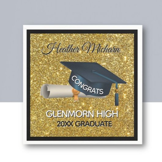 Glitz! Fun, Custom Graduation Paper Napkin Serviette