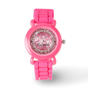 Glitz Glam Bling Glitzer Pink Armbanduhr