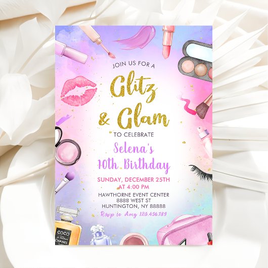 Glitz Glam Glamour Wellness-Center Party Girl Make Einladung