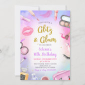 Glitz Glam Glamour Wellness-Center Party Girl Make Einladung (Vorderseite)