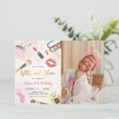 Glitz Glam Glamour Wellness-Center Party Makeup Ge Einladung (Stehend Vorderseite)