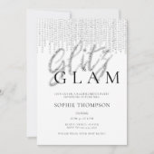 Glitz Glam Glitzer Tropfens Elegante Bachelorette Einladung (Vorderseite)