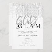 Glitz Glam Glitzer Tropfens Elegante Bachelorette Einladung (Vorne/Hinten)