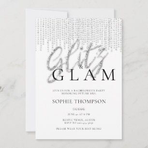 Glitz Glam Glitzer Tropfens Elegante Bachelorette Einladung