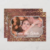 Glitz Glam Gold Save the Date Foto Postkarte (Vorne/Hinten)