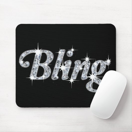 Glitz & Glam Imitate Diamant Blende Design Schwarz Mousepad (Mit Mouse)