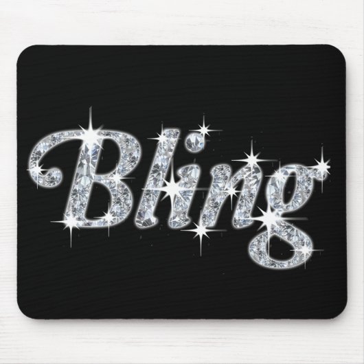 Glitz & Glam Imitate Diamant Blende Design Schwarz Mousepad (Vorne)