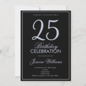 Glitz & Glamour Blau 25. Geburtstag Einladung (Rückseite)