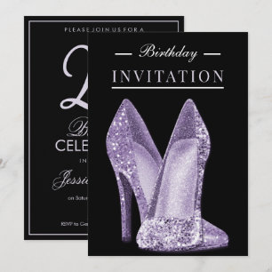 Glitz & Glamour Flieder 25. Geburtstag Einladung