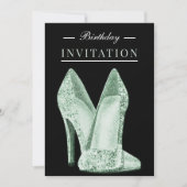 Glitz & Glamour Green 25. Geburtstag Einladung (Vorderseite)