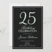 Glitz & Glamour Green 25. Geburtstag Einladung (Rückseite)