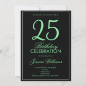 Glitz & Glamour Hellgrün 25. Geburtstag Einladung (Rückseite)