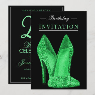 Glitz & Glamour Hellgrün 25. Geburtstag Einladung