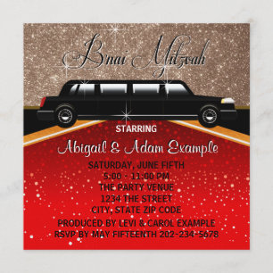 Glitz Glamour Red Carpet Movie Star B'nai Mitzvah Einladung