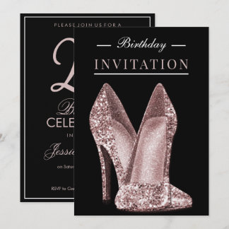 Glitz & Glamour Rose Gold 25. Geburtstag Einladung