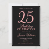 Glitz & Glamour Rot 25. Geburtstag Einladung (Rückseite)